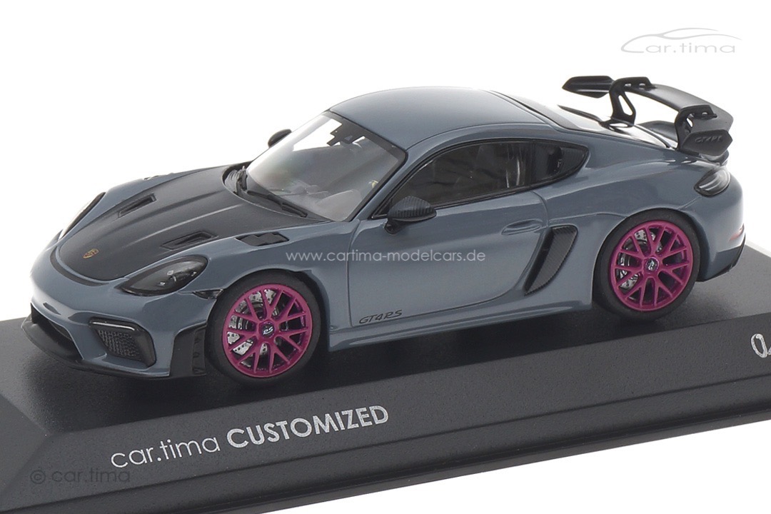 Porsche 718 Cayman GT4 RS Arktikgrau/Rad sternrubin Minichamps car.tima CUSTOMIZED 1:43