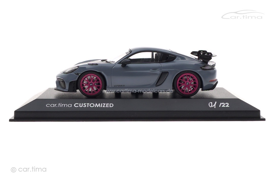 Porsche 718 Cayman GT4 RS Arktikgrau/Rad sternrubin Minichamps car.tima CUSTOMIZED 1:43