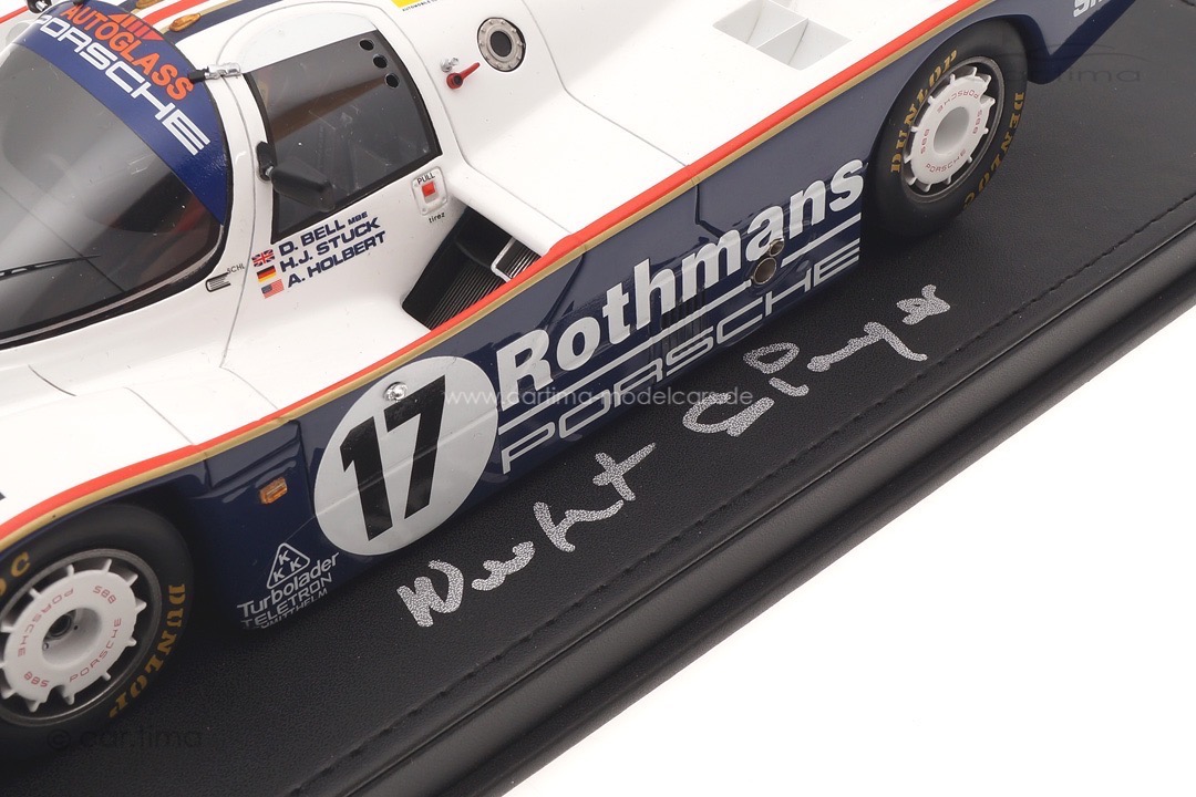 Porsche 962 Winner 24h Le Mans 1987 Originalsignatur Norbert Singer inkl. Vitrine Spark 1:18