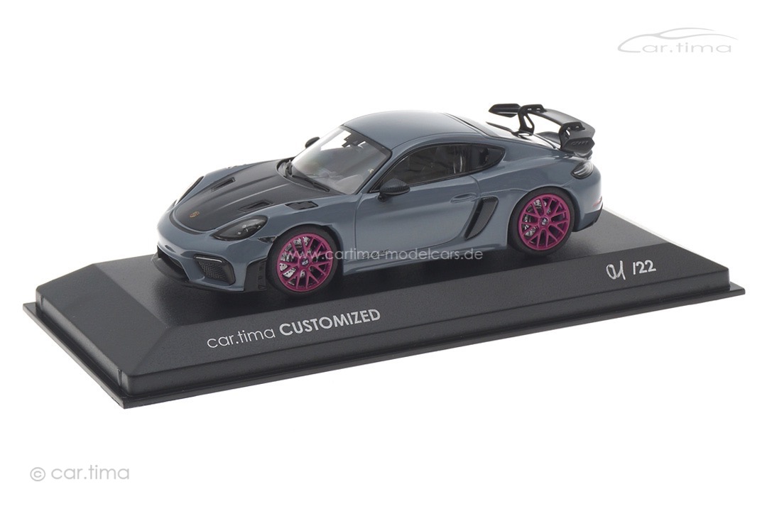 Porsche 718 Cayman GT4 RS Arktikgrau/Rad sternrubin Minichamps car.tima CUSTOMIZED 1:43